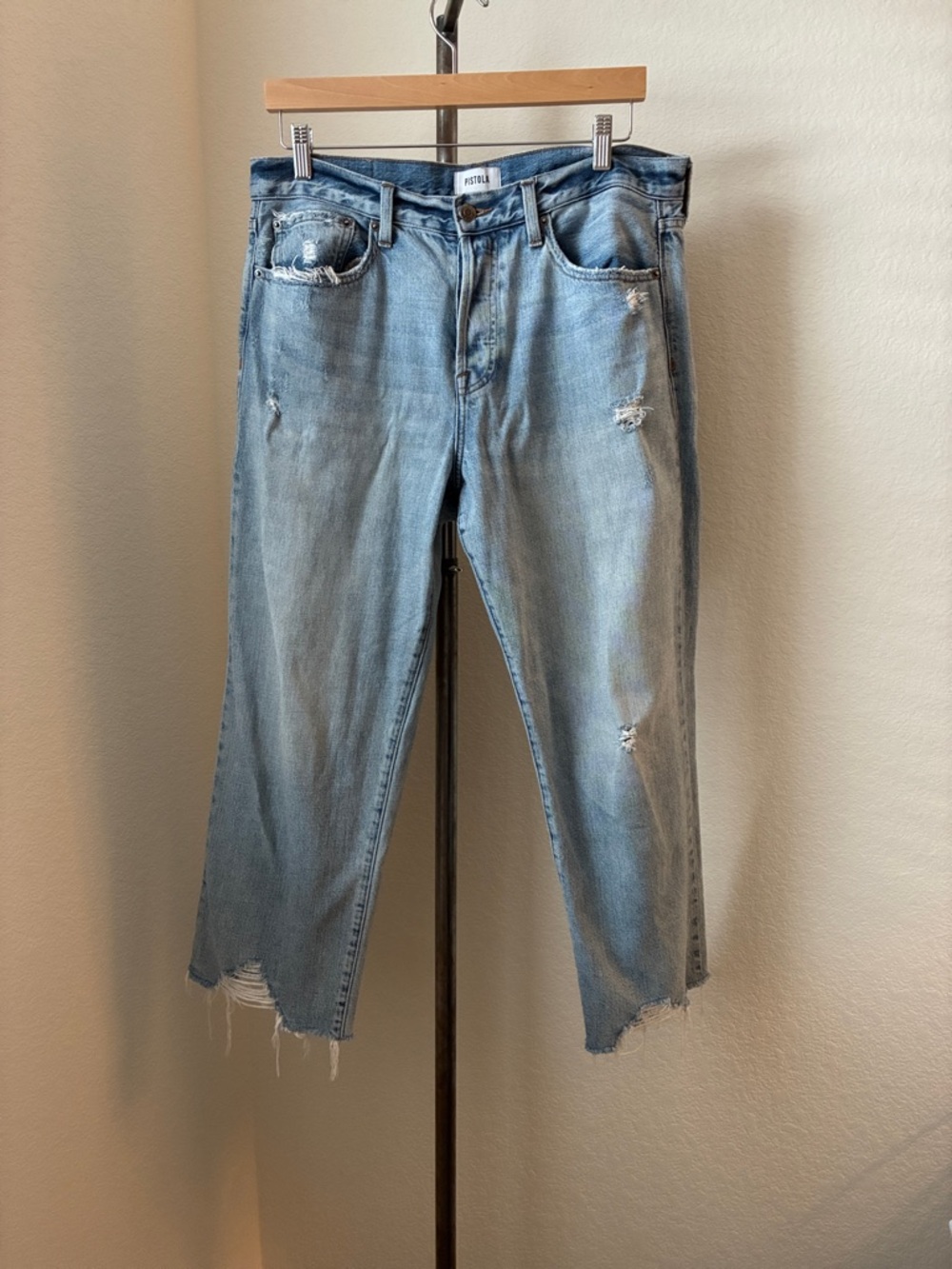 Pistola Loretta sz 31 raw-hem high-rise cropped wide leg
